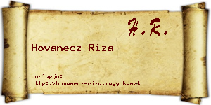 Hovanecz Riza névjegykártya